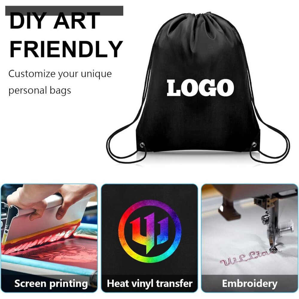 Stylish 10pcs Black Drawstring Backpack Bulk - Pe… - image 4